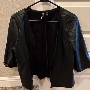 Faux leather blazer